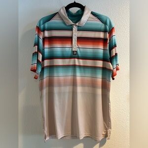Hazards & Bogeys Multicolor Striped Polo Shirt Size Medium